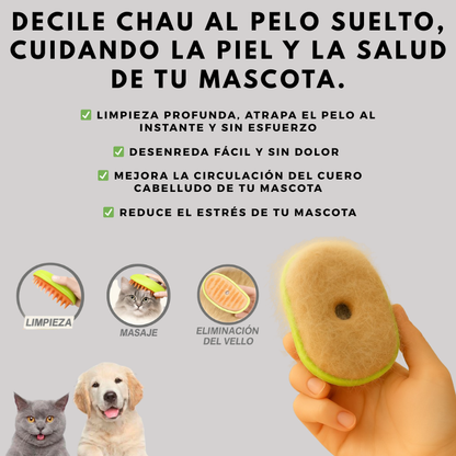 CEPILLO A VAPOR PARA MASCOTAS + RODILLO QUITA PELO
