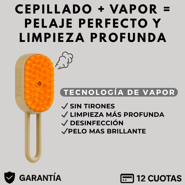 CEPILLO A VAPOR PARA MASCOTAS + RODILLO QUITA PELO